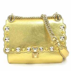 FENDI Gold Leather Shoulder Bag
